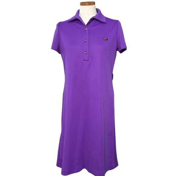 Vintage Russ Purple Polo Shirt Dress M Collared Preppy Short Sleeve Retro 80s - Picture 1 of 15